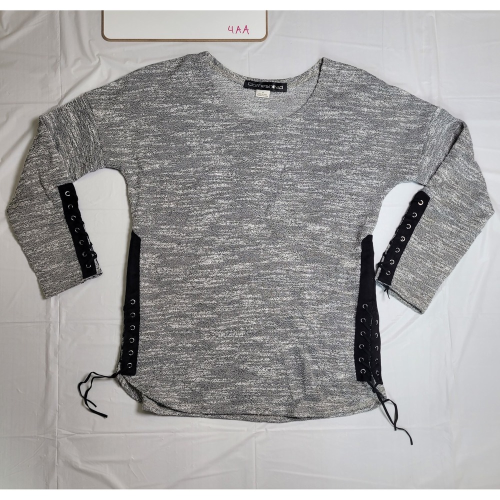 Womens Clothes Head, long‎ sleeve pullover shirt,  grey, Size Small Petite (SP)